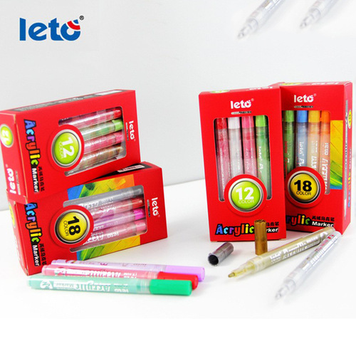 Lecturn Acrylic Markers DIY Design Brushes 12 Colors 18 Colors Water-based Markers Student Art Painting Wholesale
