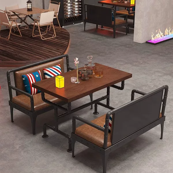 Industrial Style Bistro Qingba Bar Bar Card Seat Sofa Barbecue Restaurant Dining Bar Tables and Chairs