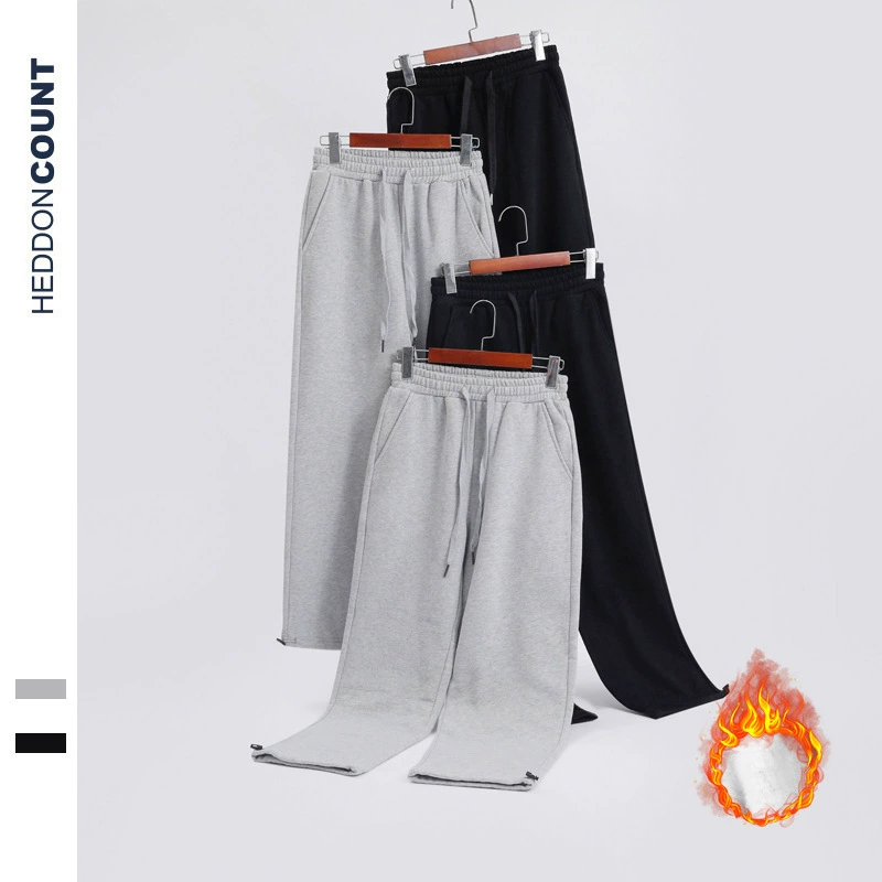 Мужские брюки Dengjue 2025: осенние, плотные (350 г), свободные, на шнурке, флисовые, тяжелые спортивные штаны-джоггеры, удлиненные