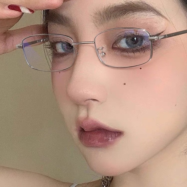 Rectangular glasses unisex, metal frame 3 colors, optional blue‑light lenses
