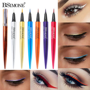 Cross-Border Bsimone Colorful Eyeliner Colorfulful Pearlescent Long-Lasting Quick-Drying Waterproof Liquid Eyeliner Pen with Long-Lasting Makeup