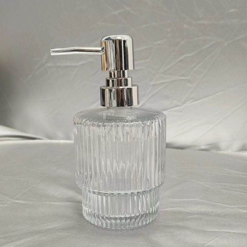 El fabricante suministra 420ml de desinfectante de manos, botella de vidrio transparente de color de patrón vertical cuadrado, botella de desinfectante de manos, vidrio