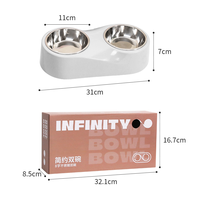 Pipitao original espesado ABS antideslizante perro cuenco desvanecimiento ∞ palabra mascota doble tazón mediano y perro grande perro de acero inoxidable