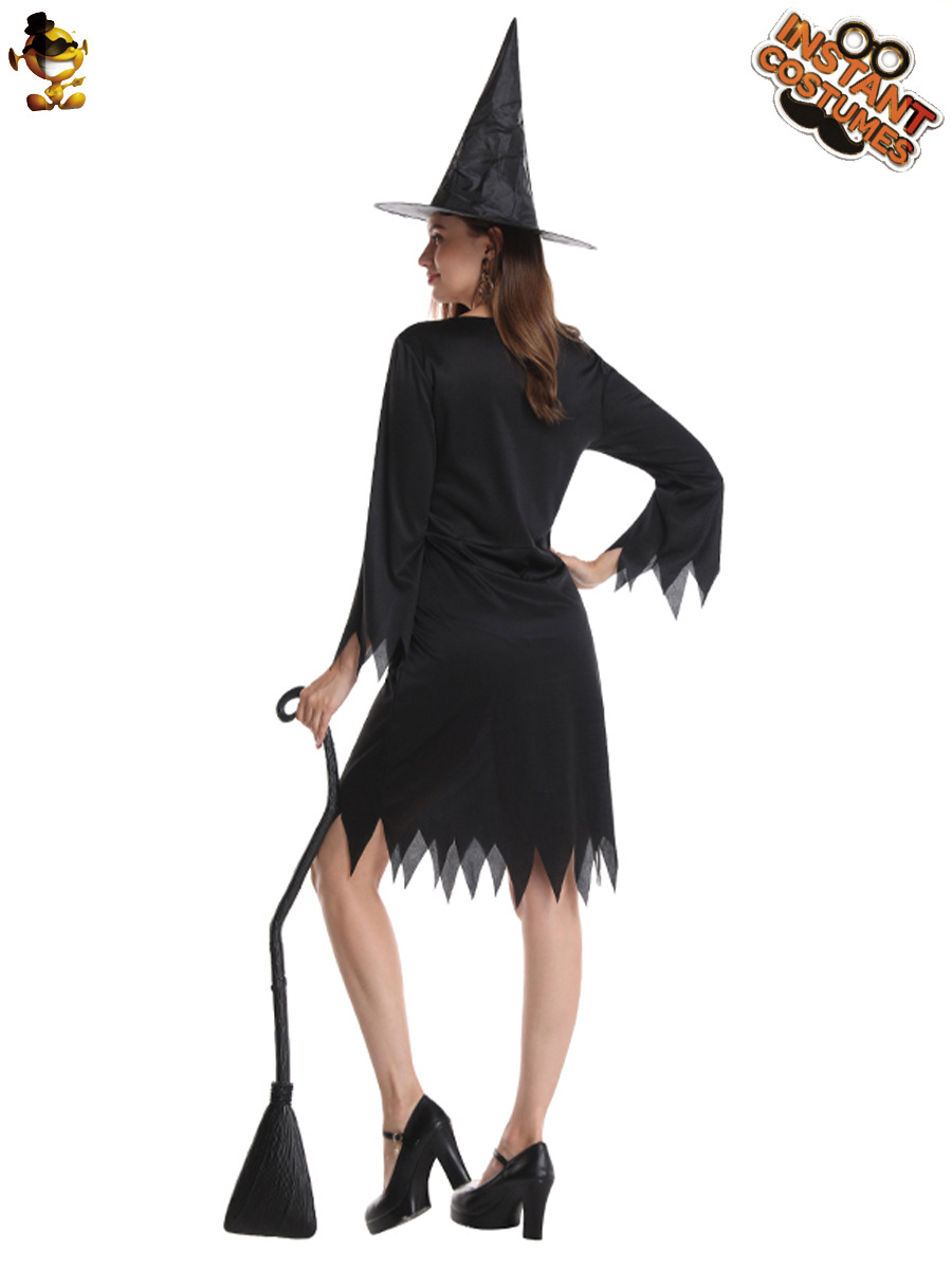 Halloween Big Girl traje de bruja negro cos magia bruja juego de rol etapa traje de rendimiento traje de fiesta