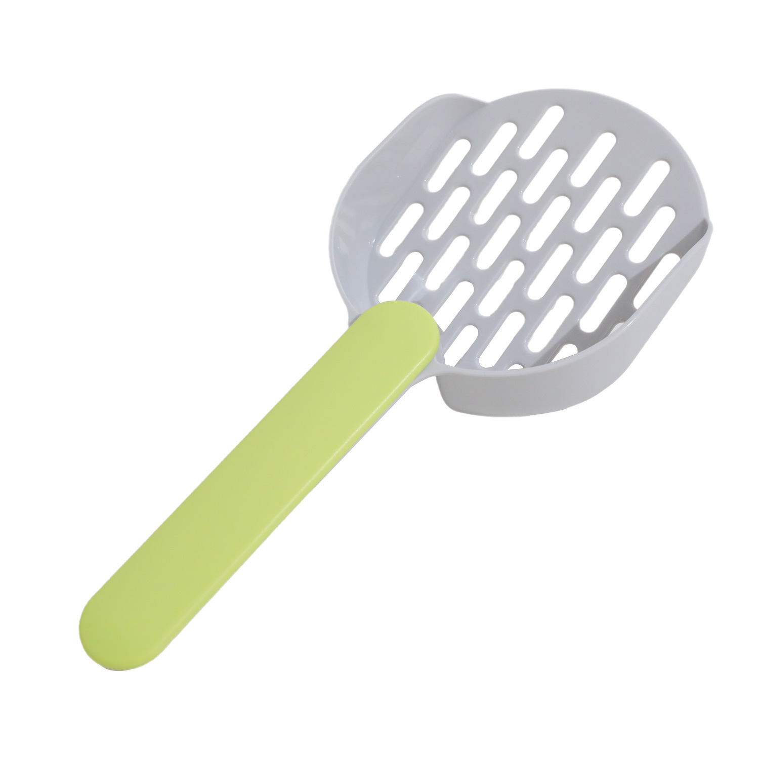 Fábrica al por mayor de gran color a juego mango de fondo plano pala de arena para gatos tofu arena para gatos agujero fino pala de mierda suministros de limpieza para mascotas