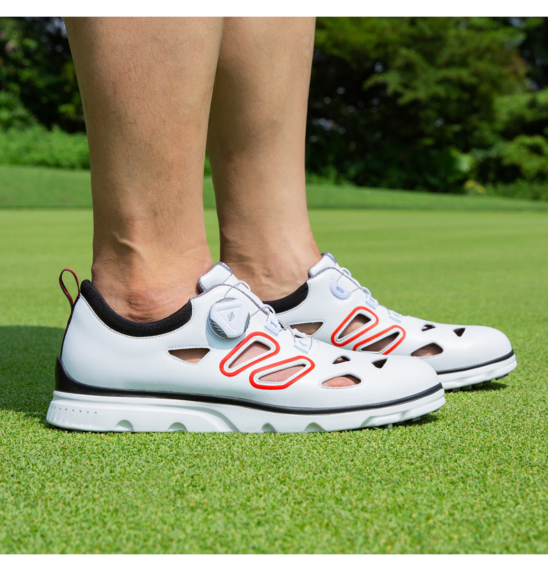 Giày golf nam PGM thoáng khí, đế đinh dẻo, mùa hè mát mẻ — XZ237-Trắng đen đỏ chi tiết 8