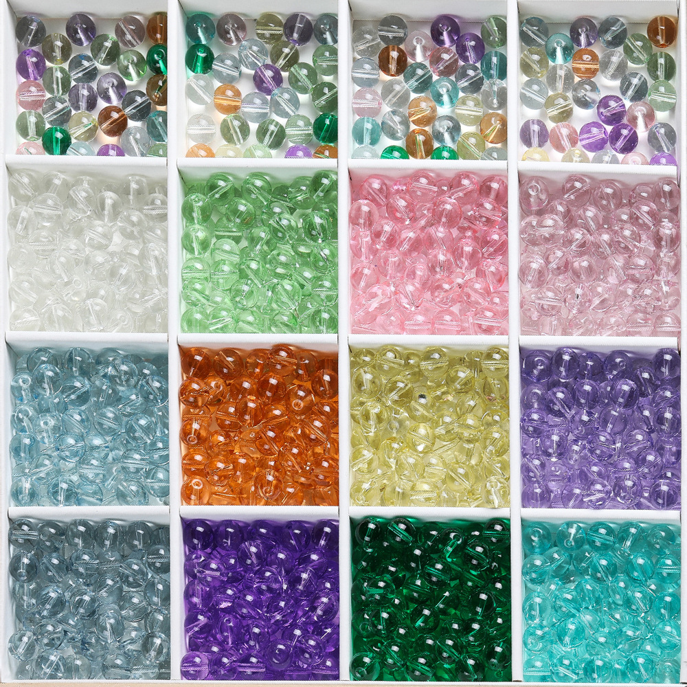 6 / 8 / 10mm esmaltado transparente esmaltado esferas de vidrio DIY joyas manuales pulseras material accesorio de collar