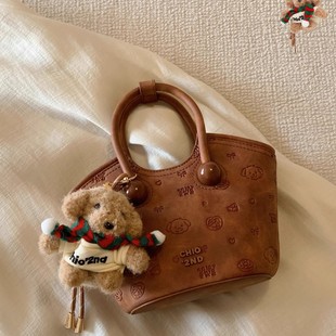 South Wind chio2nd Bread Puppy Christmas Cottage Tote Bag Women's Autumn and Winter Retro Commuter Handbag Crossbody