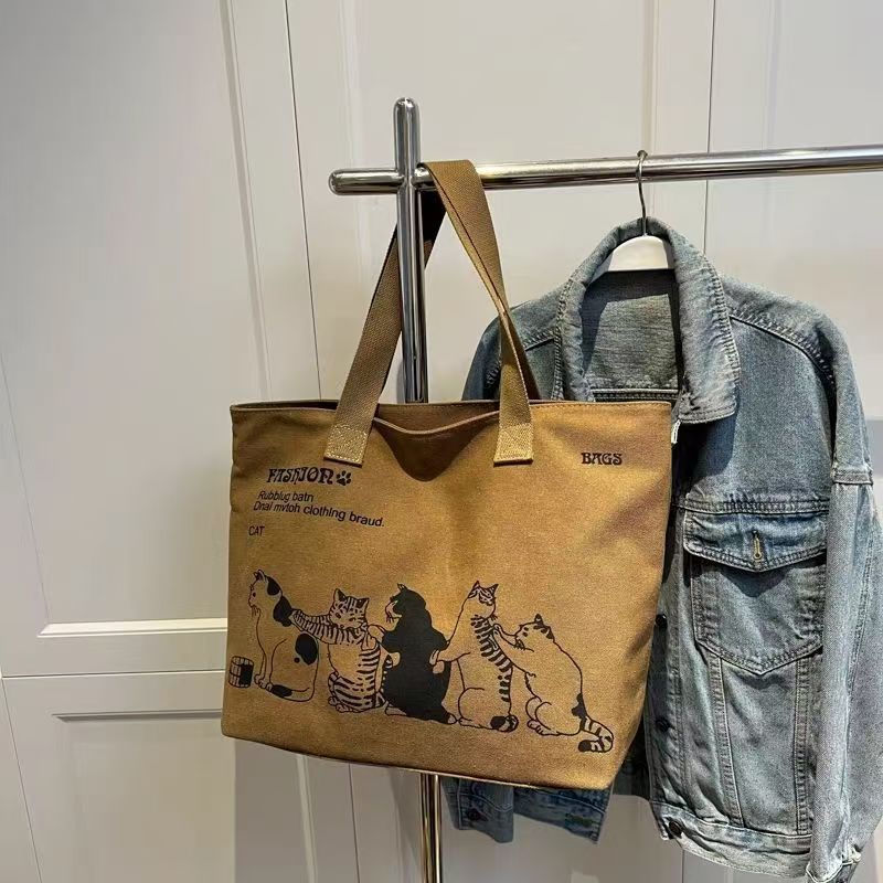 Autumn and Winter Fashion Large-Capacity Shoulder Bag Cross-Border Canvas Bag Women's Japanese Simple Handbag Women's Tote Bag