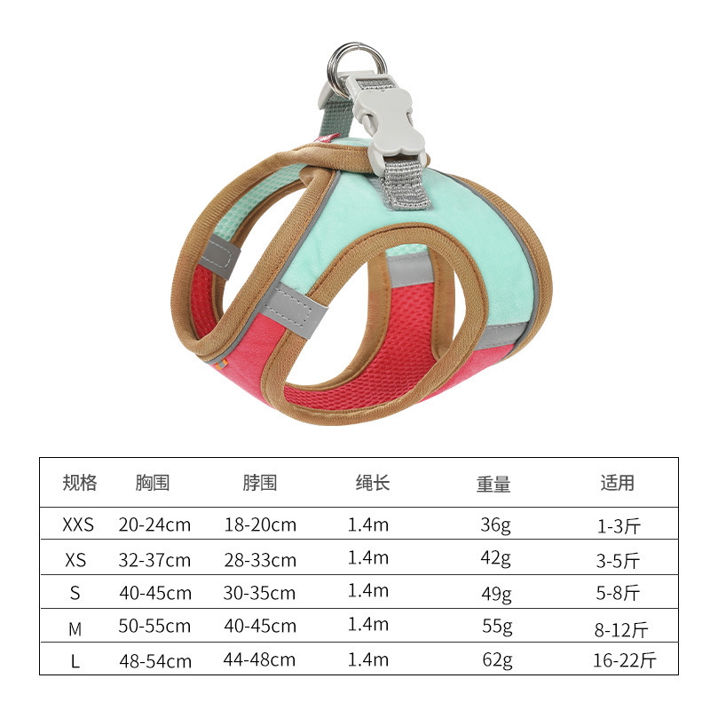 Cross-border PET pecho y la espalda traje de tracción transpirable chaleco reflectante perro gato cuerda de tracción suministros para mascotas al por mayor