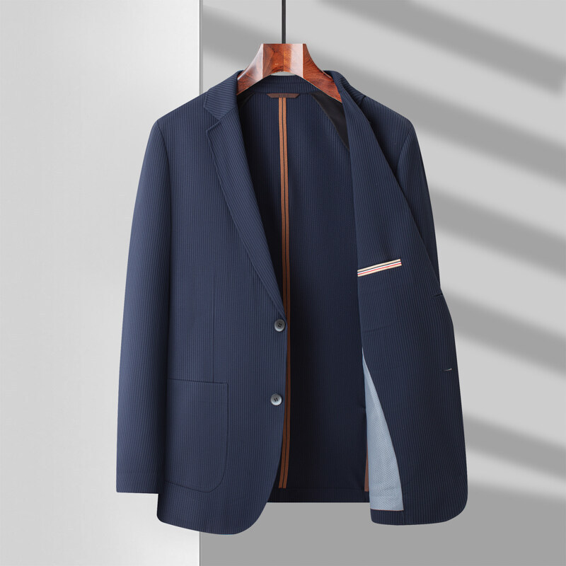 2026 Spring/Summer Men's Stretch Casual Suit Business Jacket for Middle-Aged Men, Solid Color, Thin Sun Protection, Cross-Border