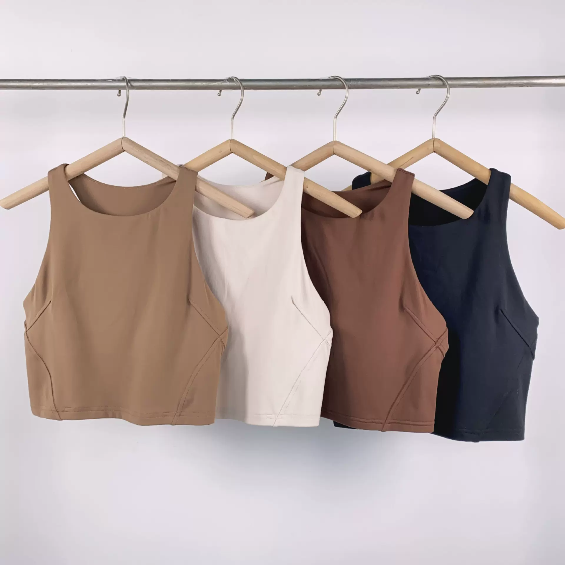 兮羊牧雪女士运动背心带胸垫瑜伽文胸训练塑性修身工字内衣夏速干