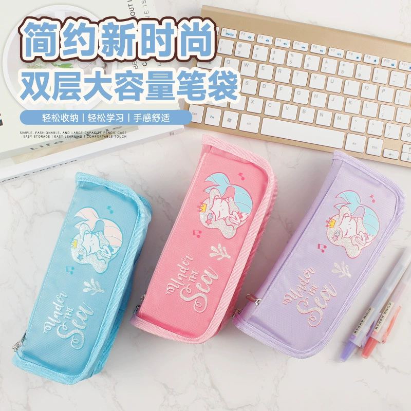 Новый стиль с высокой значимостью сумка-карандаш мультфильм двухслойный большой емкости студенческий карандаш сумка для учащихся начальной и средней школы милые канцелярские сумки оптом