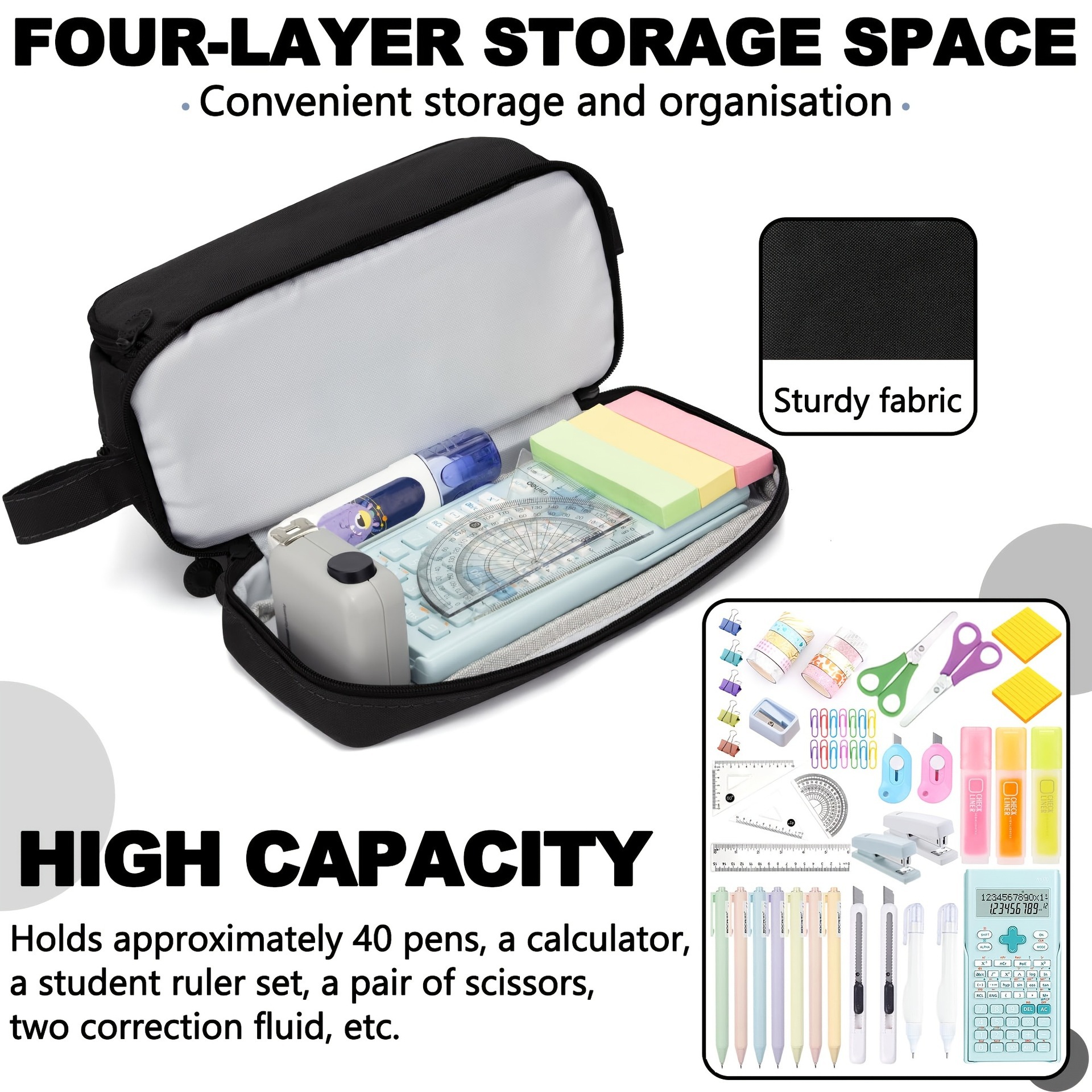 Capacious pencil case, storage system, school marker for traveling 2