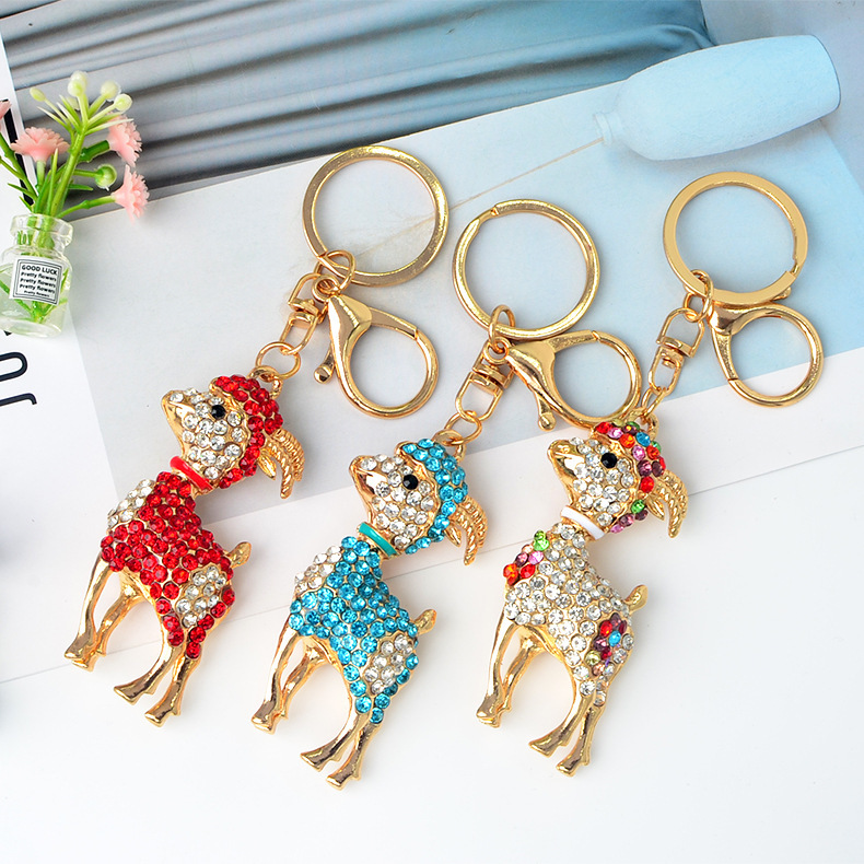 Zodiac Sheep Diamond Keychain Cute Little Goat Animal Keychain Twelve Zodiac Signs Pendant Bag Pendant