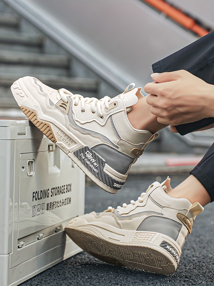 Herren High Top Retro Sneaker Mit Chunky Sohle Freizeitschuhe_voghion.com
