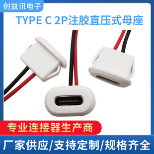 Type C 2P Glue Injection Direct-Pressure Female Table Lamp Oval Charging Port Electric Vehicle Car