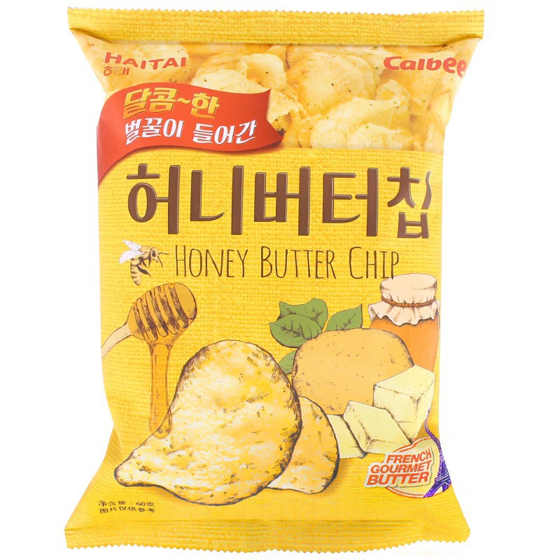 Korean imported pop snack food Haitai honey butter potato chips 60g luxury leisure potato chips