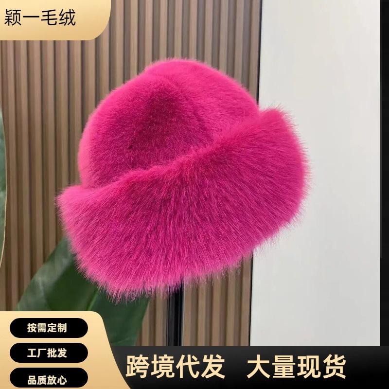 跨境爆款仿皮草狐狸毛蒙古帽女冬季加厚保暖毛绒帽子女2025新款防