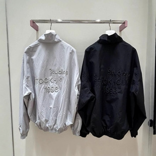 Nanyou Factory 1996 Loose Casual Hoodless Zipper Jacket with Vertical Collar Zipper Coat Jacket for Men and Women