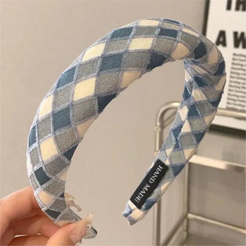 海绵格纹发箍女外出百搭发卡头箍高级感高颅顶发饰新款高颅顶发箍|undefined