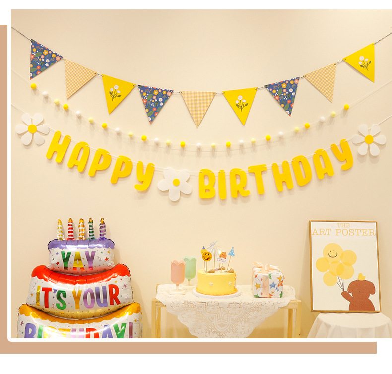 Birthday Banner Set For Childrens Party Decorations And Flags_voghion.com