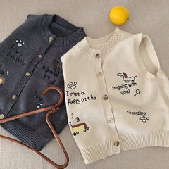 儿童毛衣2025秋季新款童装男童女童卡通刺绣背心宝宝休闲上衣潮