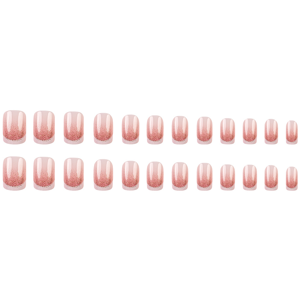 Polvo desnudo de venta en caliente transfronteriza, polvo de uñas de uso francés, polvo de uñas dulce y suave, 24 piezas de parche de uñas terminado. image 6