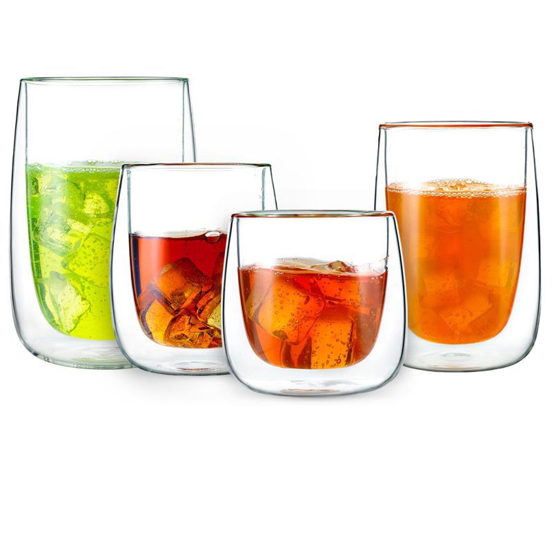 Vidrio borosilicato de doble capa de jugo de leche taza de bebida de vidrio transparente con aislamiento de agua taza de café de doble capa