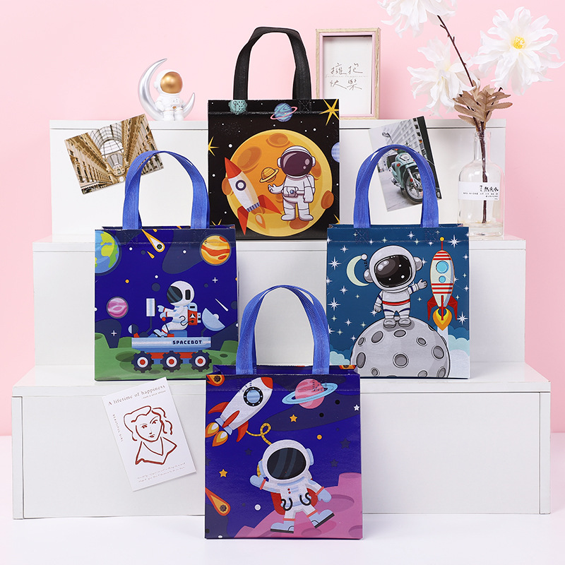 Bolsa de Regalo No Tejida con Diseño de Astronauta, Creativa, Impermeable, para Niños
