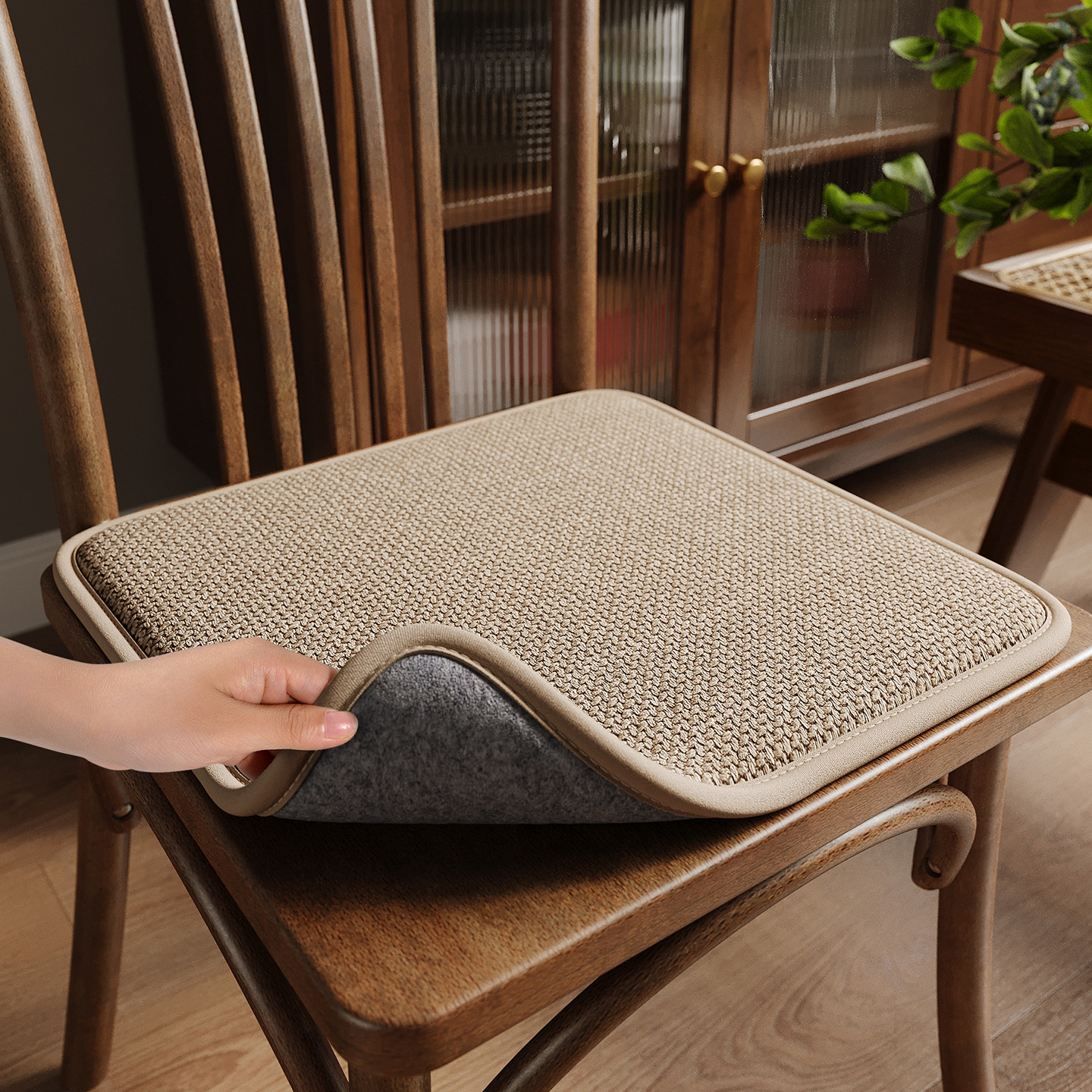 Cojín de silla de comedor grueso cojín anti-deslizante transpirable anti-dolor de trasero asiento de madera roja cojín de silla de comedor universal cuatro estaciones image 6