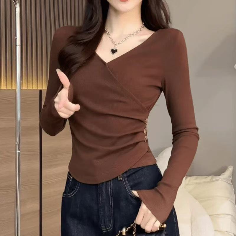 韩版大码女装长袖t恤女秋冬季温柔奶油系清新胖mm遮肚藏肉上衣ins|undefined