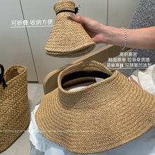 韩国ins风高密度手工编织大檐空顶帽夏季透气遮阳帽海边度假帽子