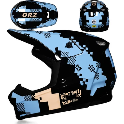 3C Certified Off-Road Motorcycle Helmet, Motosiklet kaskı (dəbilqə) - blue-mosaic-s