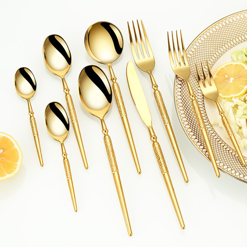 Cross-Border Amazon 410 Stainless Steel Pointed Handle Knife, Fork and Spoon Tableware Household Western Tableware Steak Knife and Fork Dessert Spoon and Fork Cross-Border Amazon 410 Stainless Steel Pointed Handle Knife, Fork and Spoon Tableware Household Western Tableware Steak Knife and Fork Dessert Spoon and Fork
