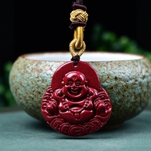 天然朱砂弥勒佛女项链观音菩萨男吊坠饰品本命年儿童笑佛挂件