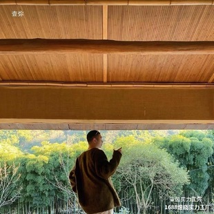 B&B Ceiling Bamboo Mat Teahouse Bamboo Strips Wireless Zen Bamboo Strips Bamboo Mat Wall Decoration Material Curtain Chinese Background