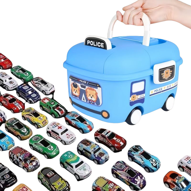 Coche de aleación de hierro con caja de almacenamiento conjunto de simulación de metales modelo de coche de carreras juguetes al por mayor