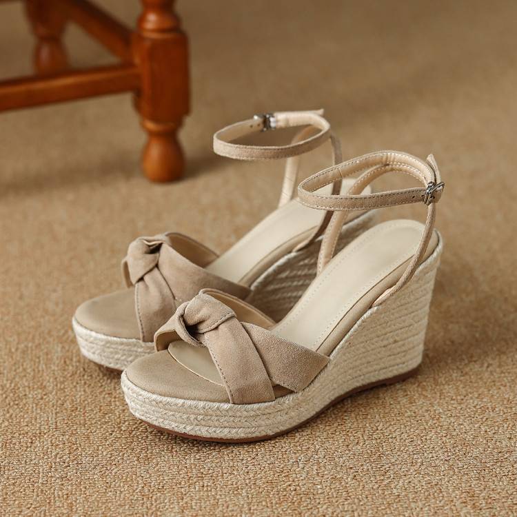 Sandal cao gót nữ hở mũi đế xuồng đan rơm, gót 9 cm — màu đen, màu mơ chi tiết 14