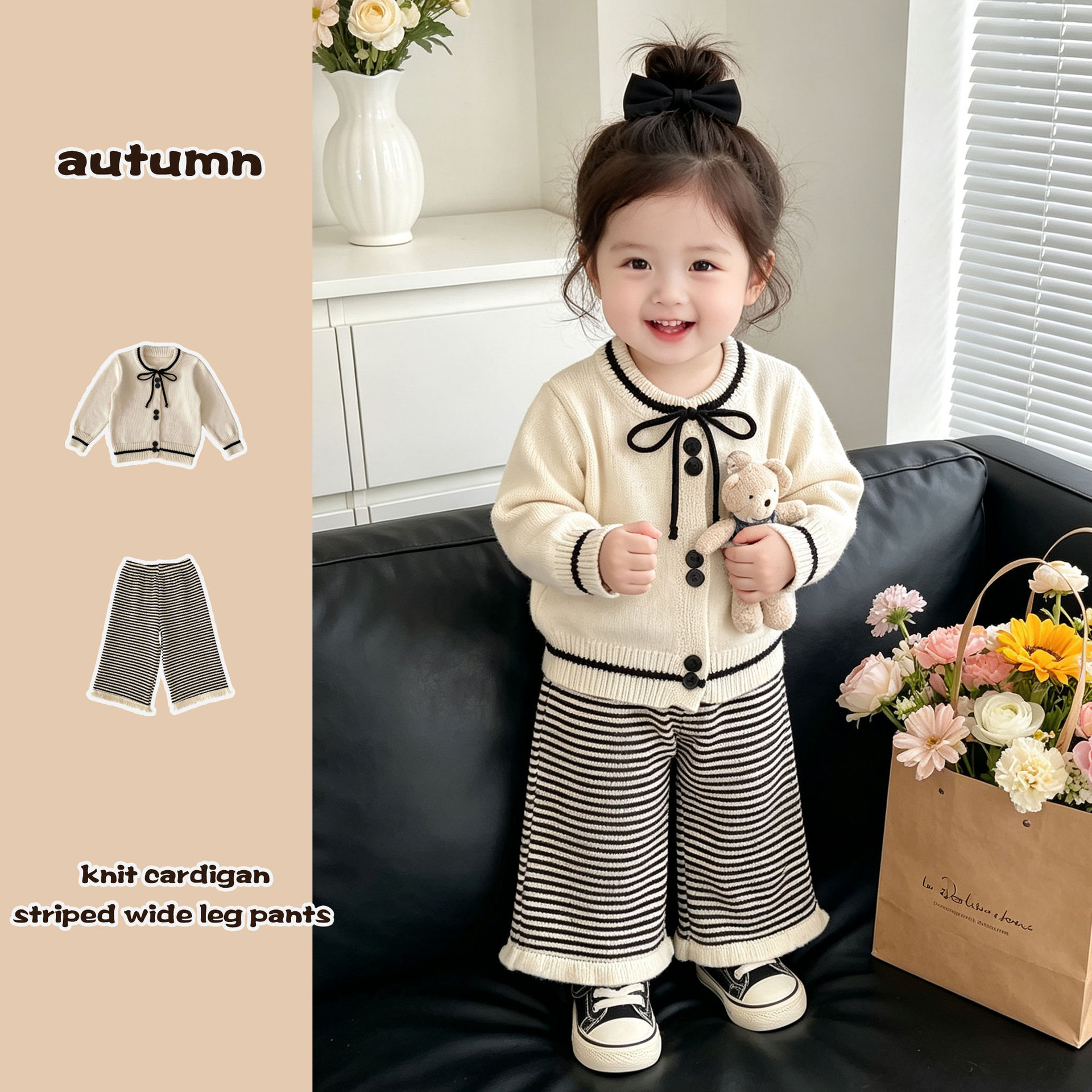 Autumn cute sweater with bow