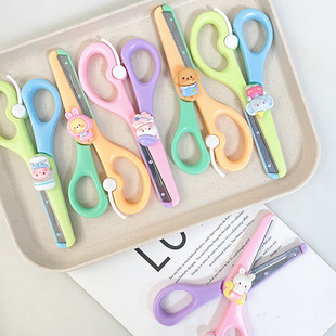 Cartoon children's scissors cute student hand account stationery plastic scissors safety small kindergarten hand-cut paper knife