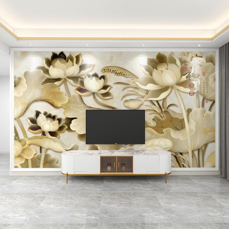 壁紙 3D 立体レリーフフランス花テレビの背景壁壁紙リビングルームの壁布寝室の壁布壁画|undefined