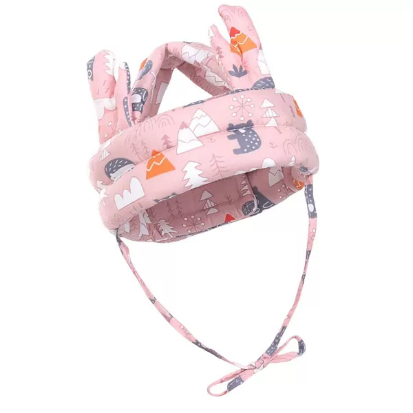 Baby Protective Hat with Corners Pink Forest