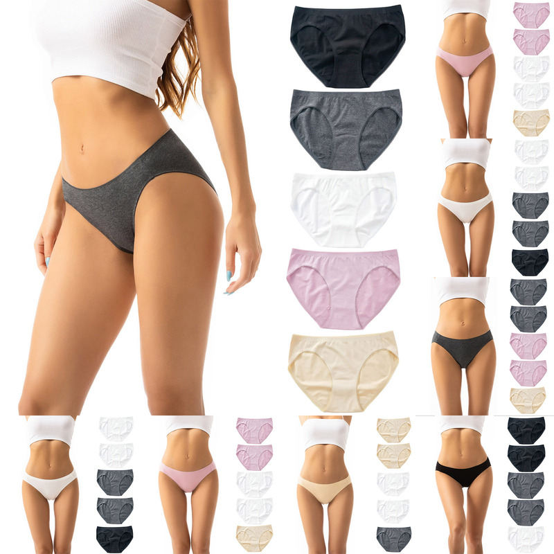 Autumn and Winter 5 Pieces Bikini Amazon Cotton Pants Briefs Breathable Cotton Panties Women Bikini Underwear Cross Border