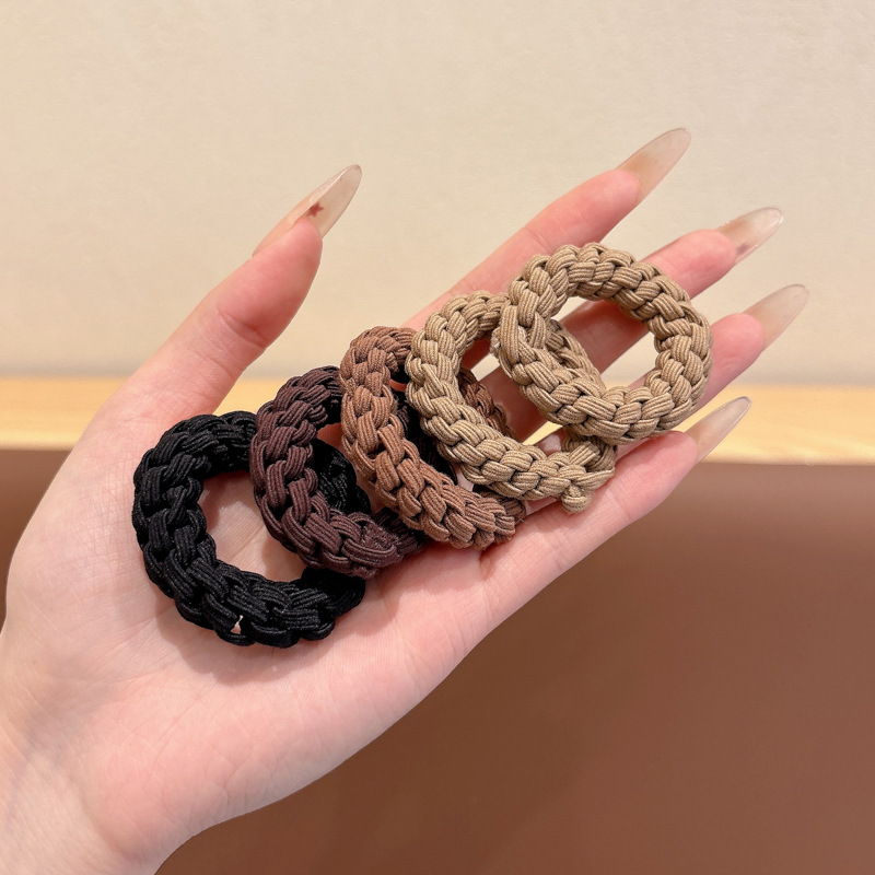 Niña de cabello de cola de caballo alta curry dibujos animados cuerda de cabello no daña la cuerda de cabeza de pellizco niñas de alto valor facial banda de goma