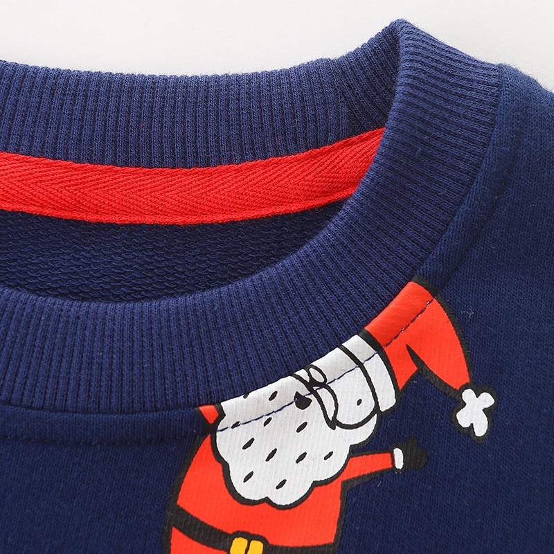 Sudadera infantil de estilo europeo y americano, nuevo producto de otoño, camiseta de manga larga para niños, sudadera infantil navideña con cuello redondo y dibujos animados