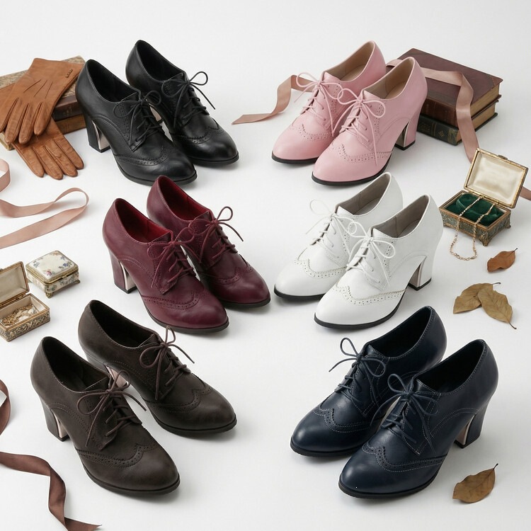 Chunky Heel Lace-Up Brogue Oxford Shoes for Women, Round Toe, Large Sizes 45-48, Office Commuting Women's Shoes, Cross-Border Supply Chunky Heel Lace-Up Brogue Oxford Shoes for Women, Round Toe, Large Sizes 45-48, Office Commuting Women's Shoes, Cross-Border Supply
