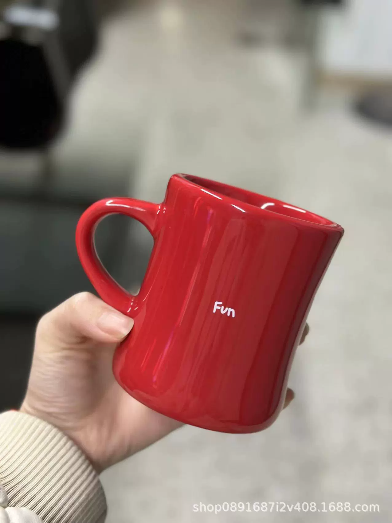 Cute creative red ceramic coffee tea cup, Birthday gift, for beloved