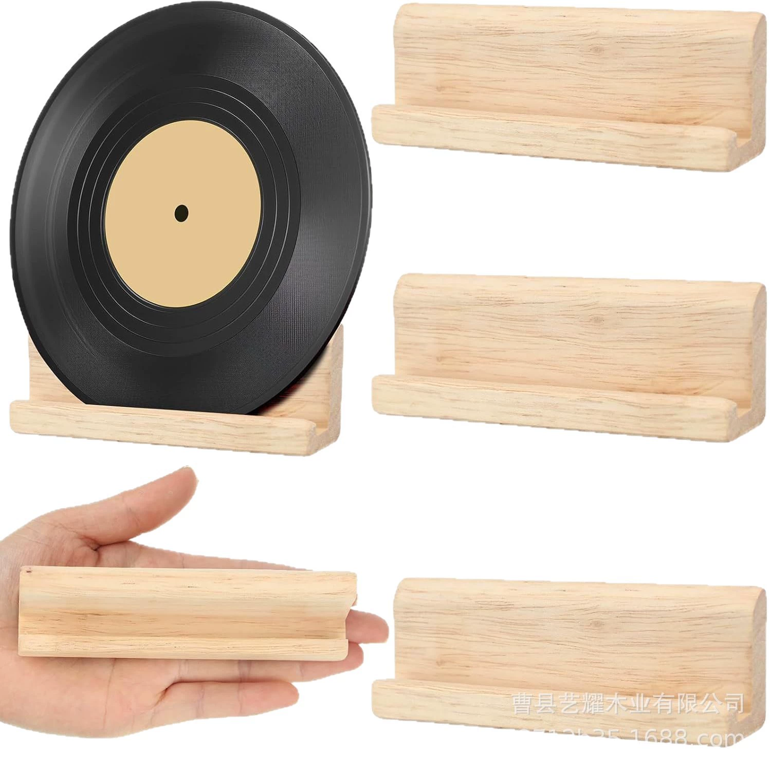 Solid wood wall-mounted vinyl record rack, wall-shaped partition wall decoration rack, simple style CD storage rack