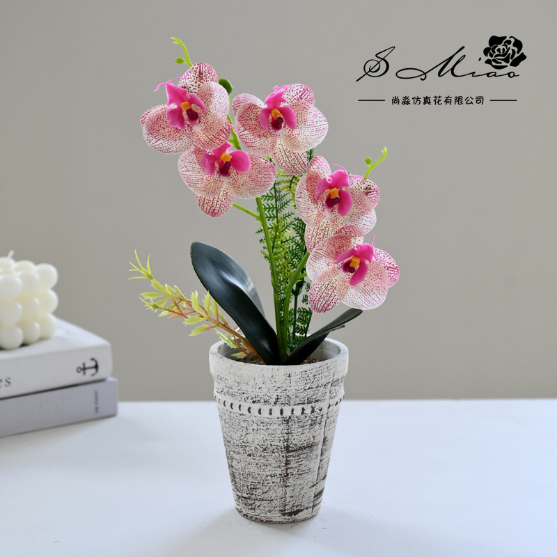 Flores falsas dos pinzas sensación de orquídea mariposa pequeña simulación de bonsai decoración de flores interiores adornos flores artificiales simulación de maceta image 11